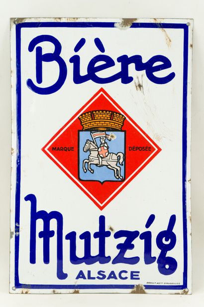 null MUTZIG BIÈRE, Alsace.

Émaillerie Alsacienne Strasbourg, vers 1935.

Plaque...