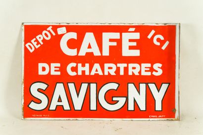 null SAVIGNY Café de Chartres.

Émaillerie Japy, vers 1935.

Plaque émaillée rectangulaire...