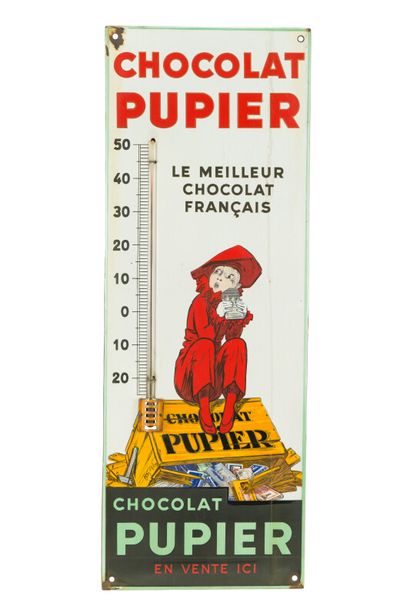 null PUPIER, Chocolat, Le meilleur chocolat français.

D'après Jean d'YLEN, 1930.

Émaillerie...