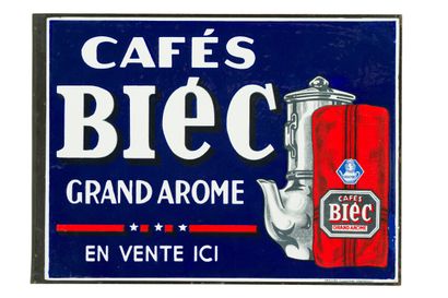 null BIEC CAFÉS Grand arome.

Sans mention d'émaillerie, vers 1950.

Plaque émaillée...