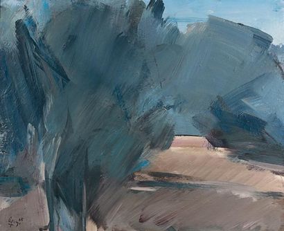 Fermin AGUAYO (1926-1977) Composition bleue Huile sur toile signée et datée « 65...