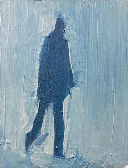 Fermin AGUAYO (1926-1977) L'ombre bleue Huile sur carton toilé signée au dos 35 x...