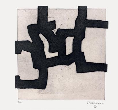 Edouardo CHILLIDA (1924-2002) Composition géométrique noire Estampe signée, monogrammée...