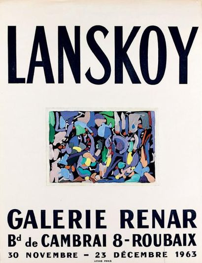 André LANSKOY (1902-1976) Composition Gouache sur une affiche d'exposition de la...