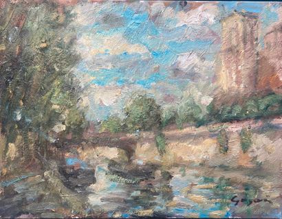 null PIERRE GOGOIS (born in 1935)

Peniches in front of Notre-Dame

Oil on canvas.

Signed...