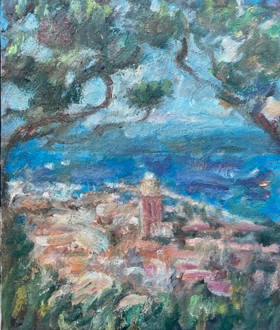  PIERRE GOGOIS (né en 1935) 
Vue de Saint-Tropez 
Huile sur toile. 
65 x 40 cm