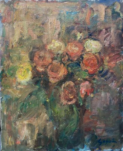  PIERRE GOGOIS (né en 1935) 
Bouquet de fleurs 
Huile sur toile. 
Signée en bas à...