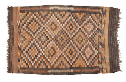 null Afghan kilim carpet
Field decorated with small polychrome squares forming medallions...