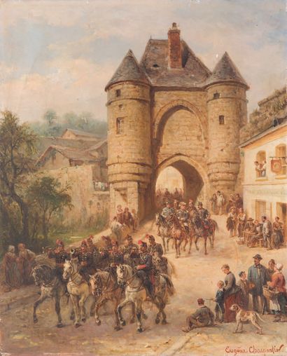 Eugène Louis CHARPENTIER (Paris 1811 1880) Le départ pour la revue
Panneau, une planche,...