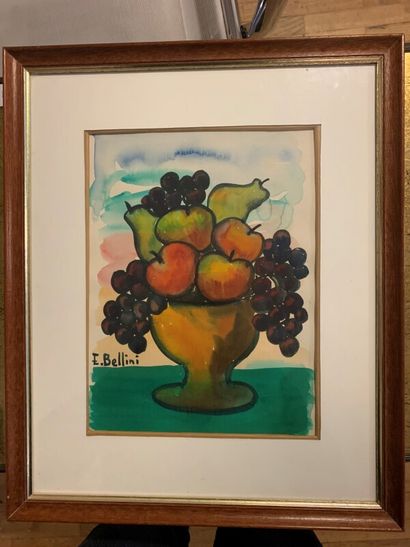 EMMANUEL BELLINI (1904-1989)

Coupe de fruit

Aquarelle.

Signée...
