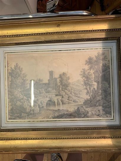 null French Neoclassical School 

Animated classical landscape

Black pencil. 

23...