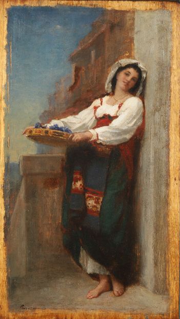 null Eugène FROMENTIN (1820-1876)

Jeune italienne portant des fleurs dans un tambourin

huile...