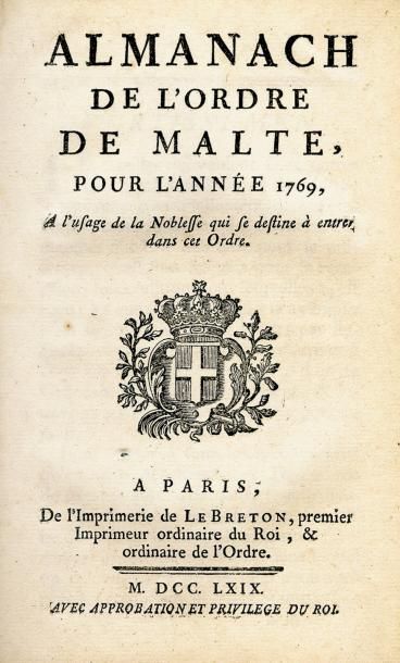 null [ORDRE de MALTE] - Almanach de l'Ordre de Malte, pour l'année 1769, à l'usage...