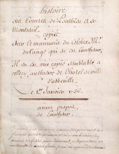 null [MANUSCRIT] - [DU CANGE (Charles Du Fresne, sieur)]. Histoire des comtes de...