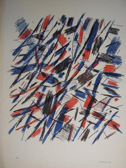 null Jacques GERMAIN (1915-2001)
Compositions
Ensemble de cinq lithographies en couleurs,...