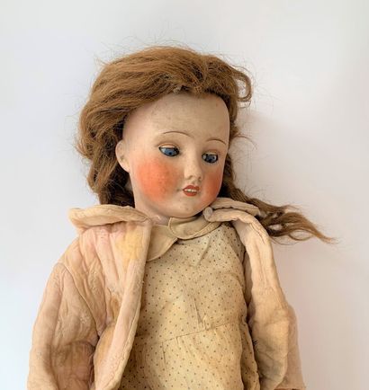  Grande poupée, tête en porcelaine marquée en creux Unis France 301, yeux mobiles...