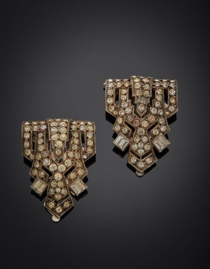Pair of silver (800‰) openwork CLIPS set...