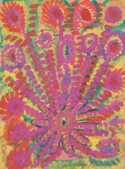 Anselme BOIX-VIVES (1899-1969) Flowers
Gouache on cardboard paper pasted on canvas.
Signed...