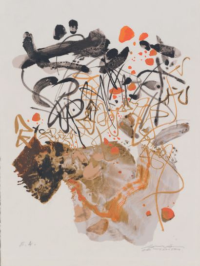 CHU Teh-Chun (1920-2014) Sans titre
Lithographie en couleurs sur vélin, signée en...