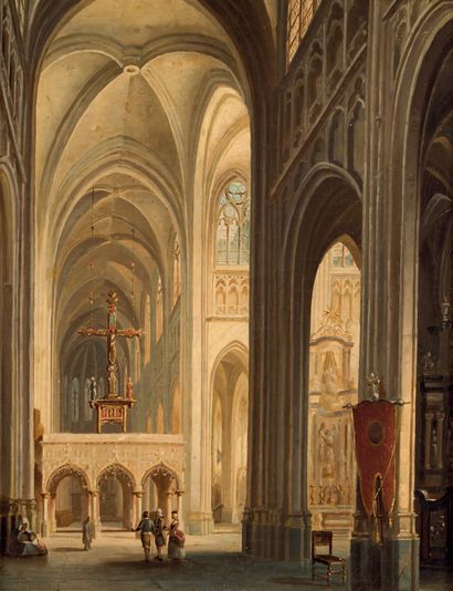 École FRANÇAISE vers 1840 Intérieur d'église
Sur sa toile d'origine.
38,5 x 30 c...