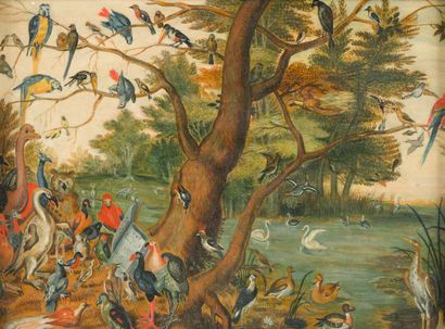 null Jan Brueghel

 le

 Jeune

 (1601­1678) (D'après)

Concert d'oiseaux

Huile...