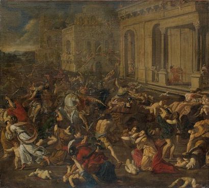 Ecole française du XVIIe siècle, suiveur de Nicolas POUSSIN Le massacre des Innocents...