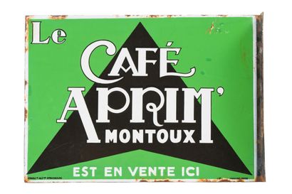null APRIM Le café, Montoux.
Émaillerie Alsacienne Strasbourg, vers 1935.
Plaque...