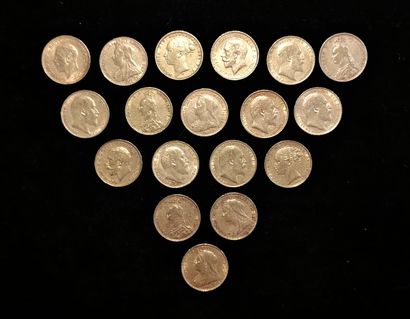 ROYAUME UNI: lot de 18 pièces de un souverain...