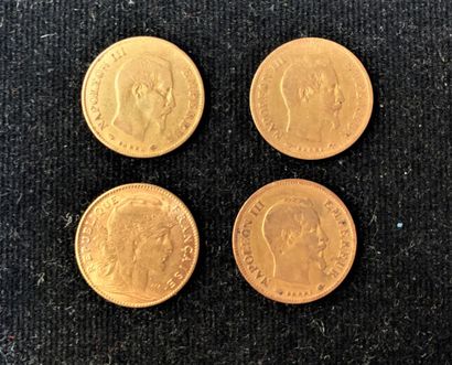 FRANCE

- 3 pièces de 10 francs or Napoléon...