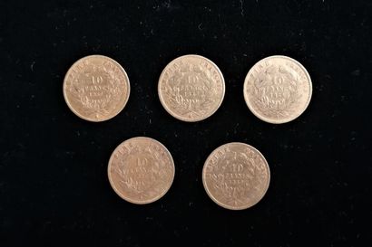 null FRANCE : 6 pièces de 10 francs or

- Napoléon III (1848-1870) tête nue : 1855,...