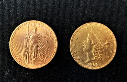 null ETATS-UNIS

- Un 20 dollars Double Eagle/Liberty 1850

- Un 20 dollards Saint...