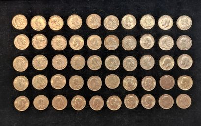 ROYAUME UNI: lot de 50 pièces de un souverain...