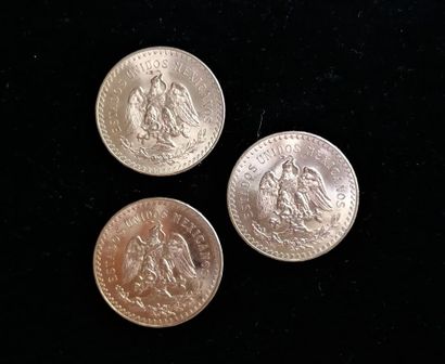null MEXIQUE : 3 pièces de 50 pesos or (1821-1947) 

Poids : 125g