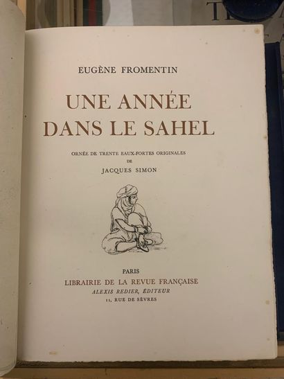 null Eugène FROMENTIN. Une année dans le Sahel. Paris, Redier, 1930. In-4, maroquin...