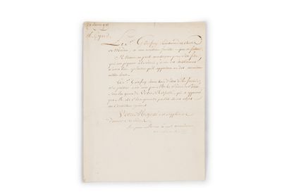 null LOUIS XVI (1754-1793) 
Lettre avec une ligne autographe. [Versailles] 23 janvier...