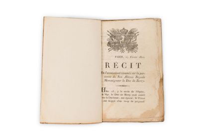 null BERRY Charles François d'Artois, duc de (1778-1820) 	
				
Edition originale,...
