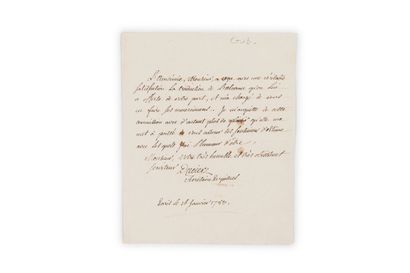 null DACIER Bon-Joseph (1742-1833)
Lettre autographe signée, Paris, le 16 janvier...