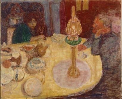 Pierre BONNARD (1867-1947) Marthe à la nappe blanche, 1926 Huile sur toile, signée...