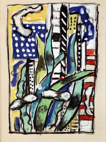 null Fernand LEGER (1881-1955)
Composition, New-York
Gouache sur papier en-tête de...