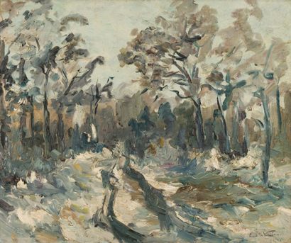 null Emmanuel DE LA VILLÉON (1858-1944)
Paysage d'hiver
Huile sur toile. 
Signée...