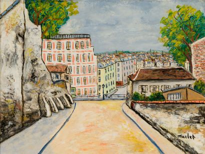null Elisée MACLET (1831 - 1962)
Rue à Montmartre
Huile sur carton.
Signée en bas...