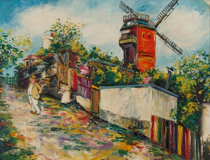 null Elisée MACLET (1831 - 1962)
Le Moulin de la Galette
Huile sur carton.
Signée...