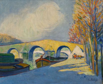 null Pierre DE BELAY (1890-1947)
Paris, les bords de Seine, vers 1918
Huile sur toile.
Signée...