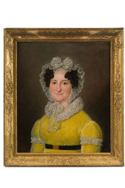 null Ecole FRANCAISE vers 1830
Portrait de femme à la robe jaune
Toile
59 x 50 cm
...