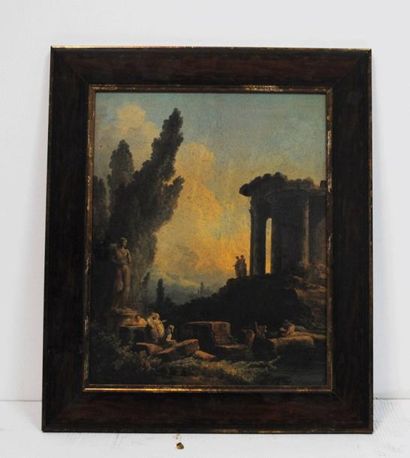 null "Ruines". Reproduction sur toile dans le goût d'Hubert Robert 65 x 55 qte.1