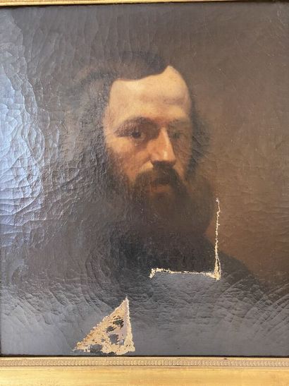 null ECOLE DU XIXe SIECLE
Portrait d'homme 
55 x 46 cm
(Accidents et trous).