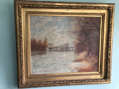 null Paul VOGLER (1852-1904)
Le fleuve et son aqueduc
Huile sur toile, Signée en...