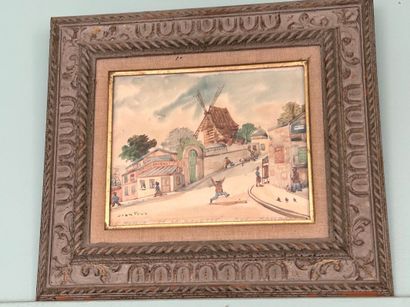 null Jean FOUS (1901-1971)
The Moulin de la Galette, rue Ravignon.
Watercolor.
Signed...