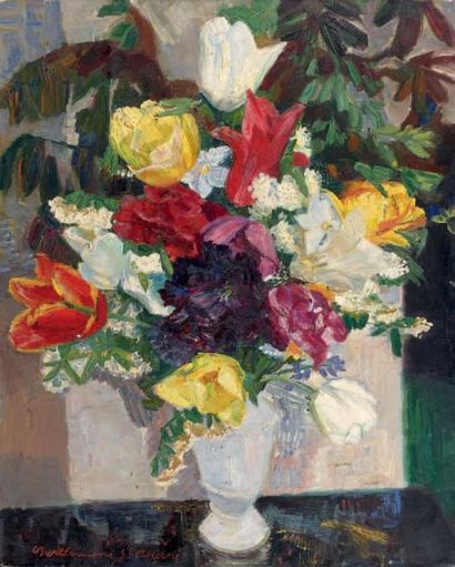 Louis BERTHOMMÉ SAINT-ANDRÉ (1905-1977) Bouquet de fleurs Huile sur toile. Signée...