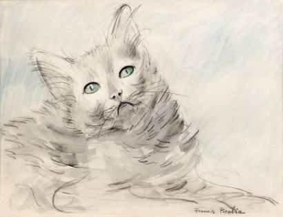 Francis PICABIA (1879-1953) Sans titre (Le chat aux yeux verts), circa 1923-1926...